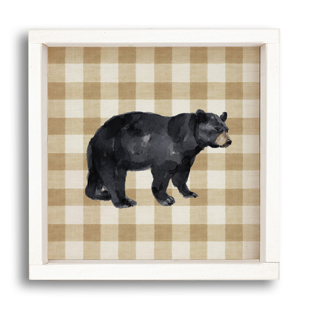 Black Bear Gingham Wall Art