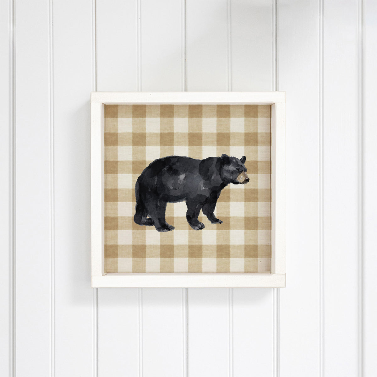 Black Bear Gingham Wall Art