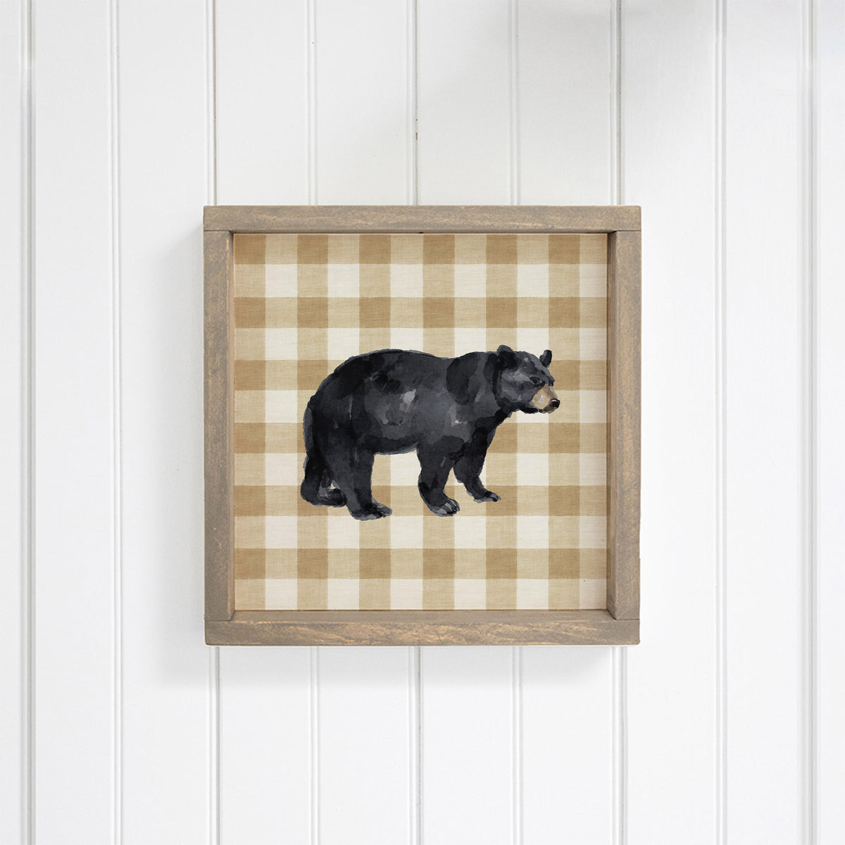 Black Bear Gingham Wall Art