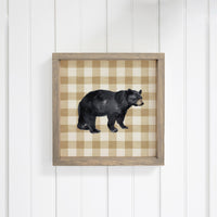 Black Bear Gingham Wall Art