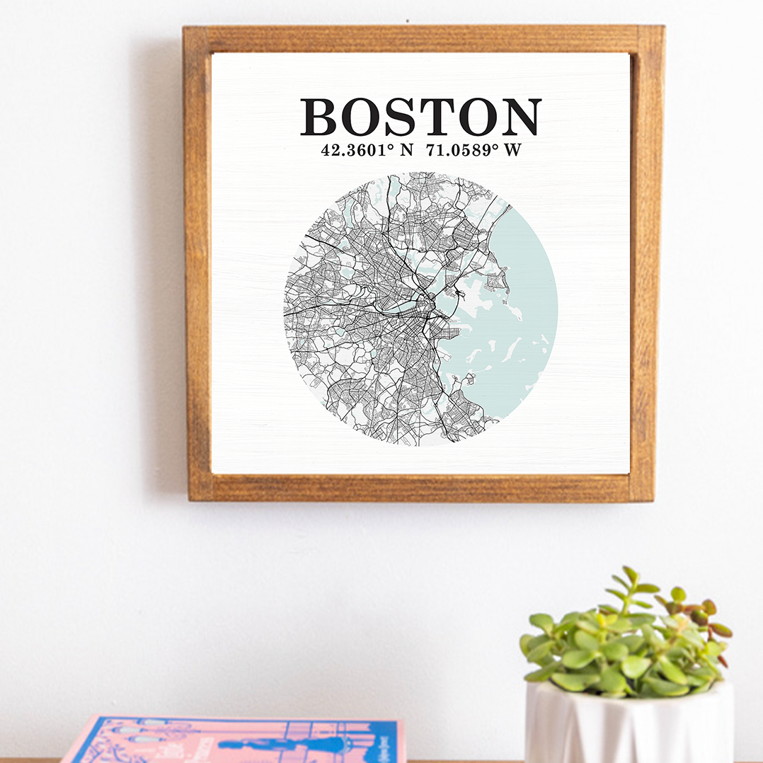 Boston Coordinates 12" x 12" Wall Art