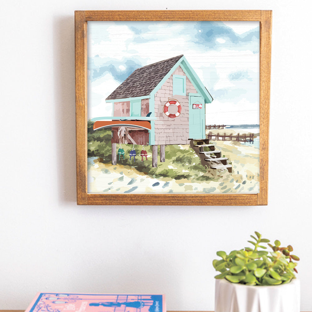 Beach Cottage 12" x 12" Wall Art