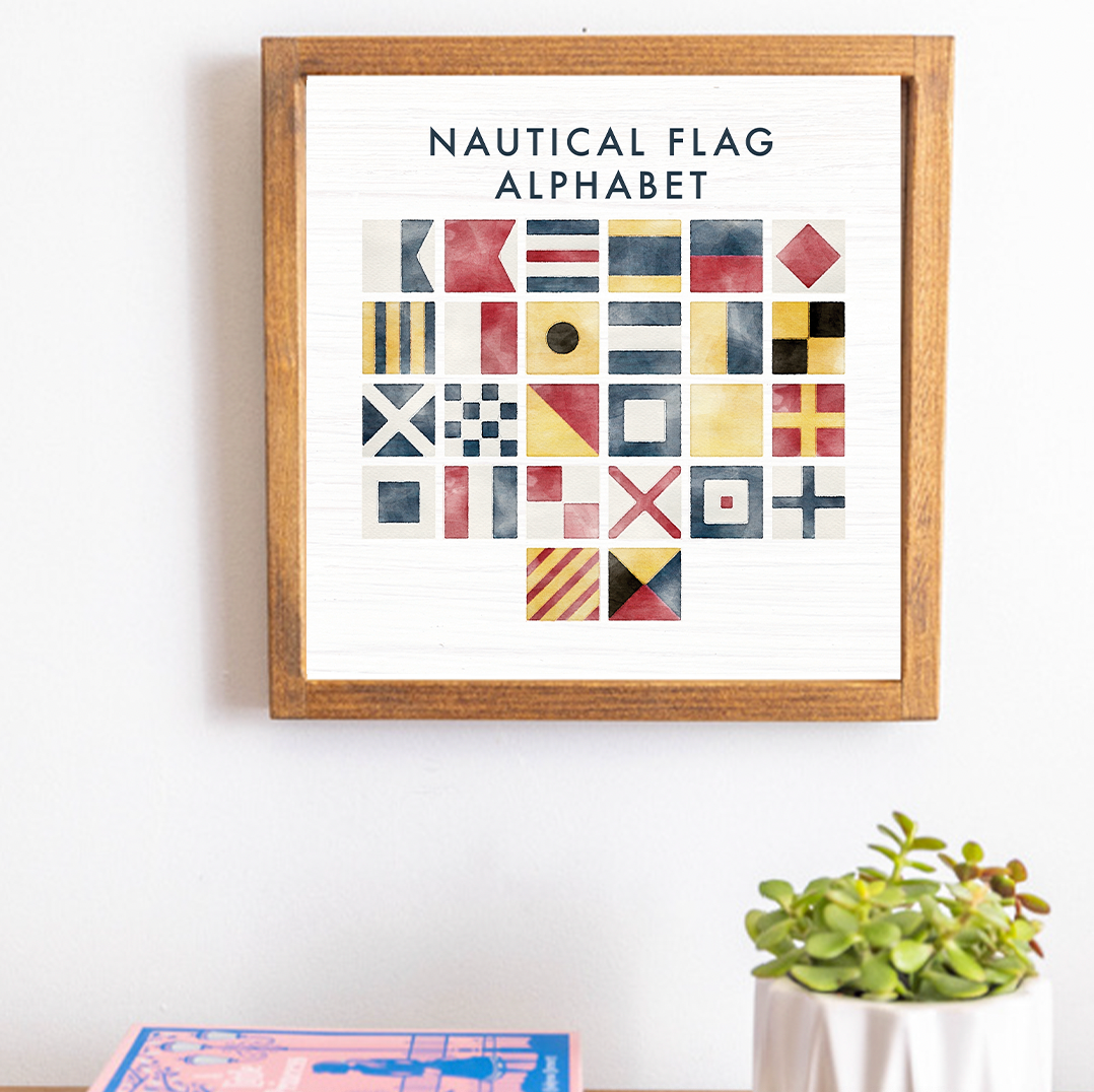 Nautical Flag Alphabet 12" x 12" Framed Wall Art