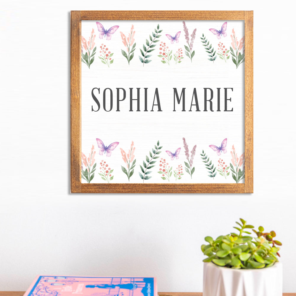 Personalized Floral 12” x 12” Wall Art