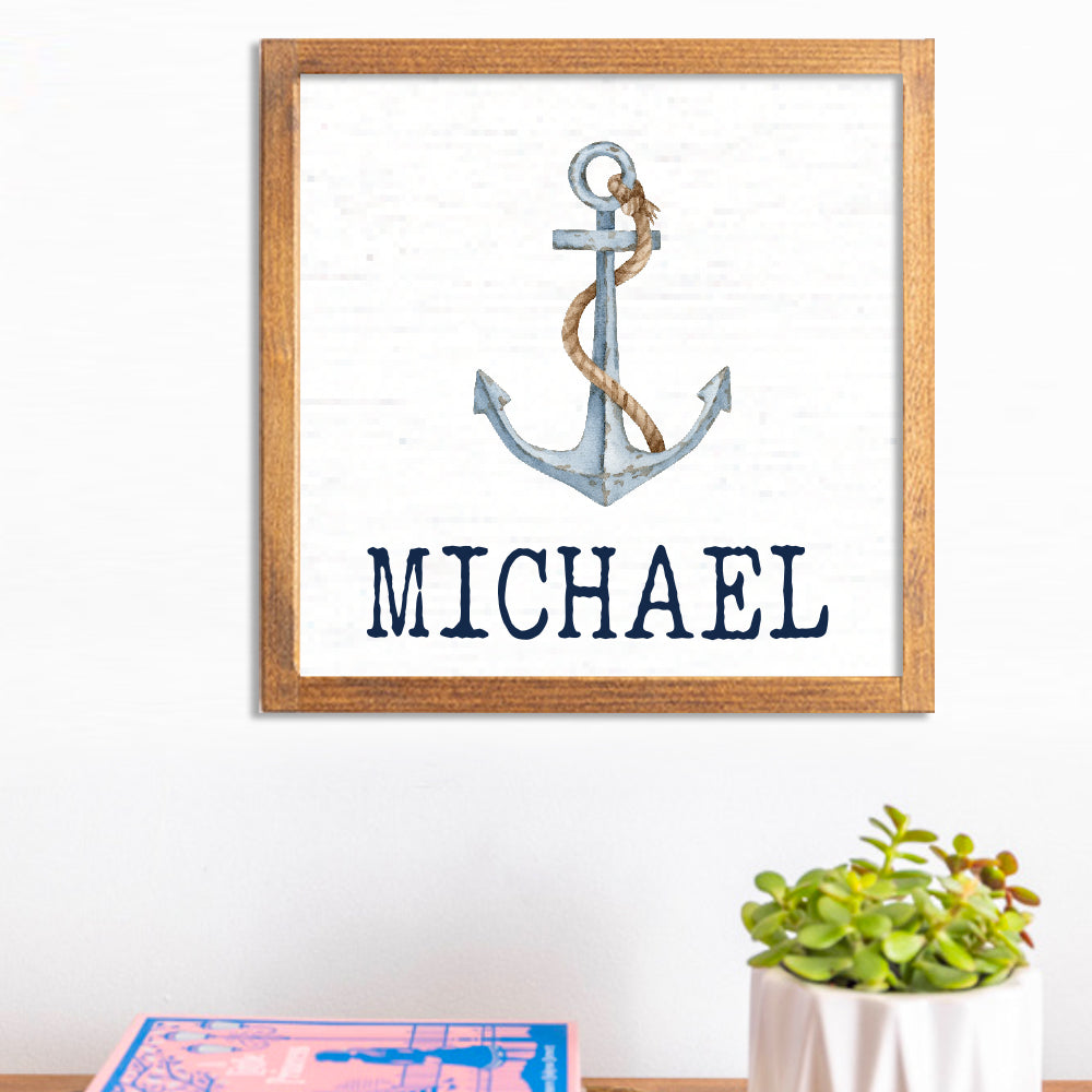 Personalized Watercolor Anchor 12” x 12” Wall Art