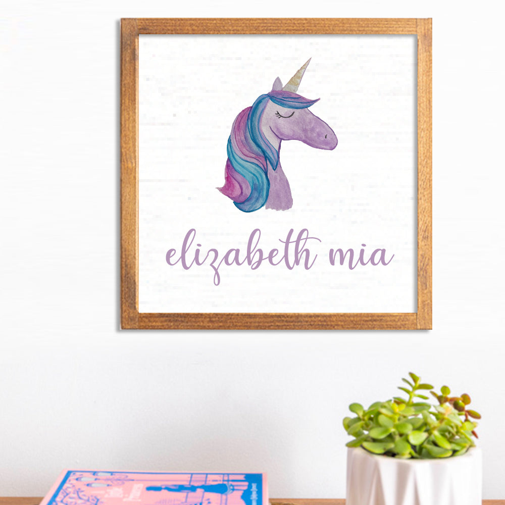 Personalized Unicorn 12” x 12” Wall Art