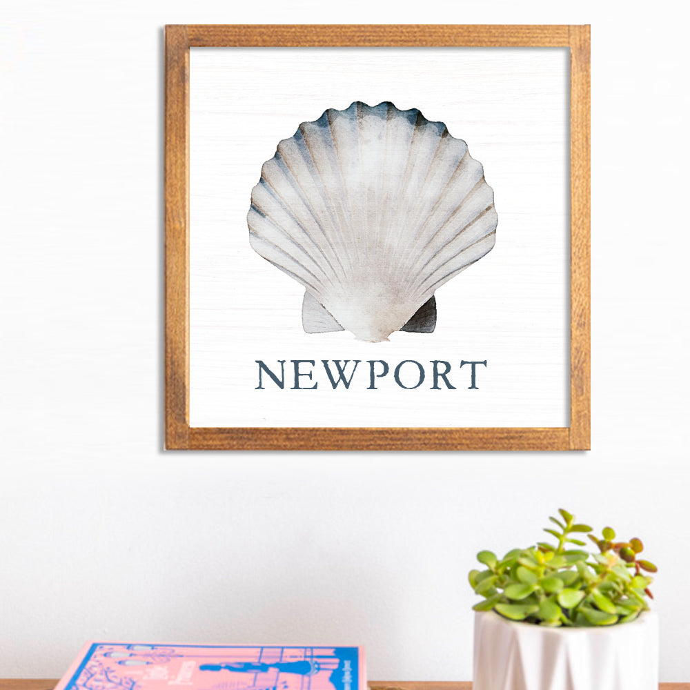 Personalized Watercolor Shell 12" x 12" Framed Wall Art