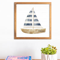 Personalized Watercolor Sailboat 12" x 12" Framed Wall Art