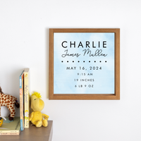 Personalized Birth Announcement 12" x 12" Wall Art