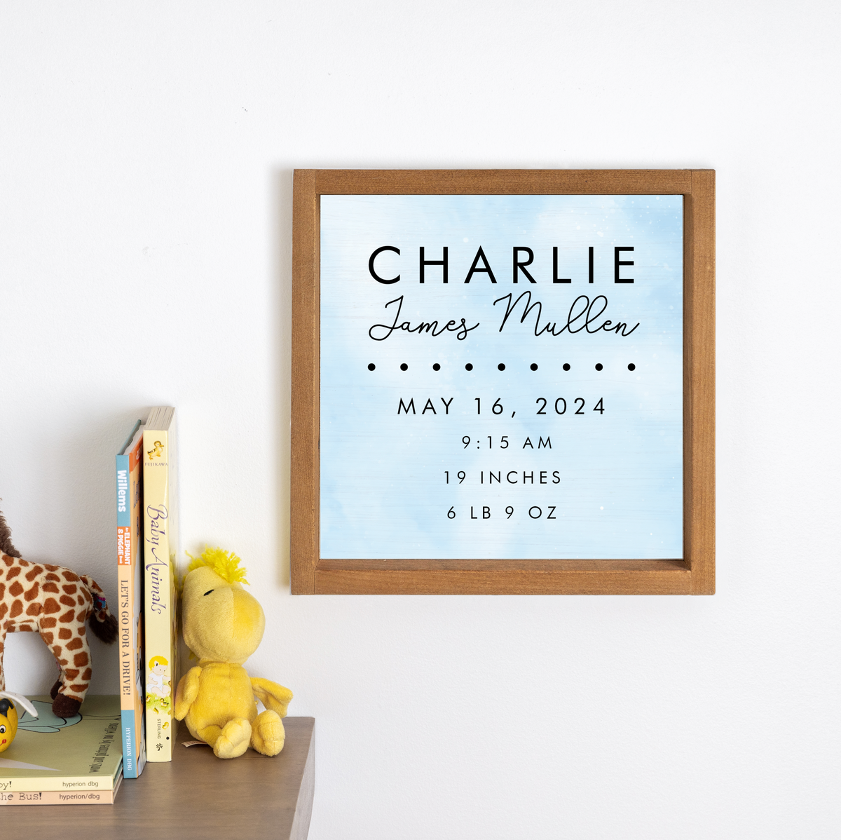 Birth Announcement 12" x 12" Personalized Wall Art