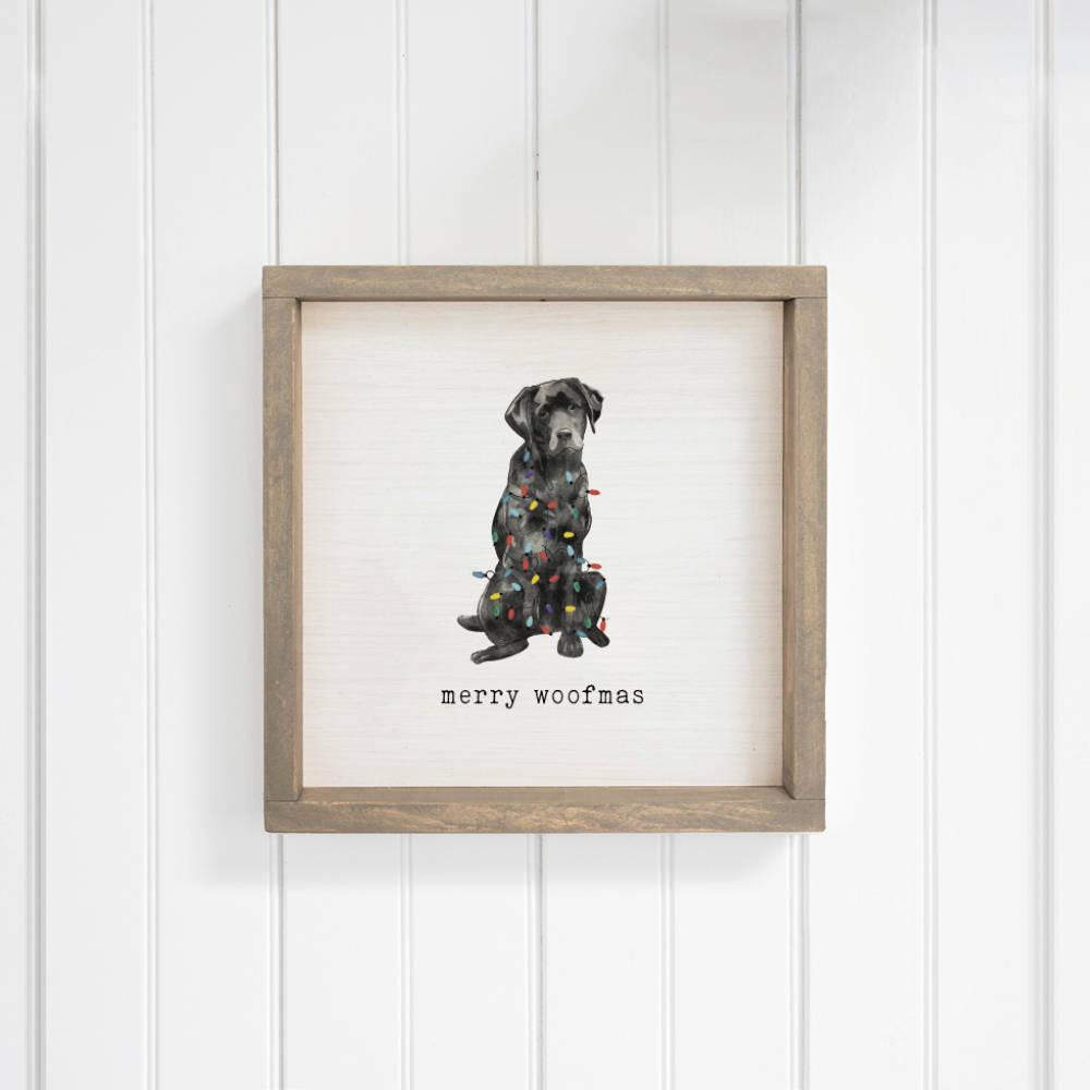 Merry Woofmas Black Lab Wall Art