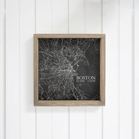 Charcoal Boston City Grid Wall Art