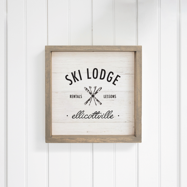 Personalized Ski Lodge Rentals Lessons Wall Art