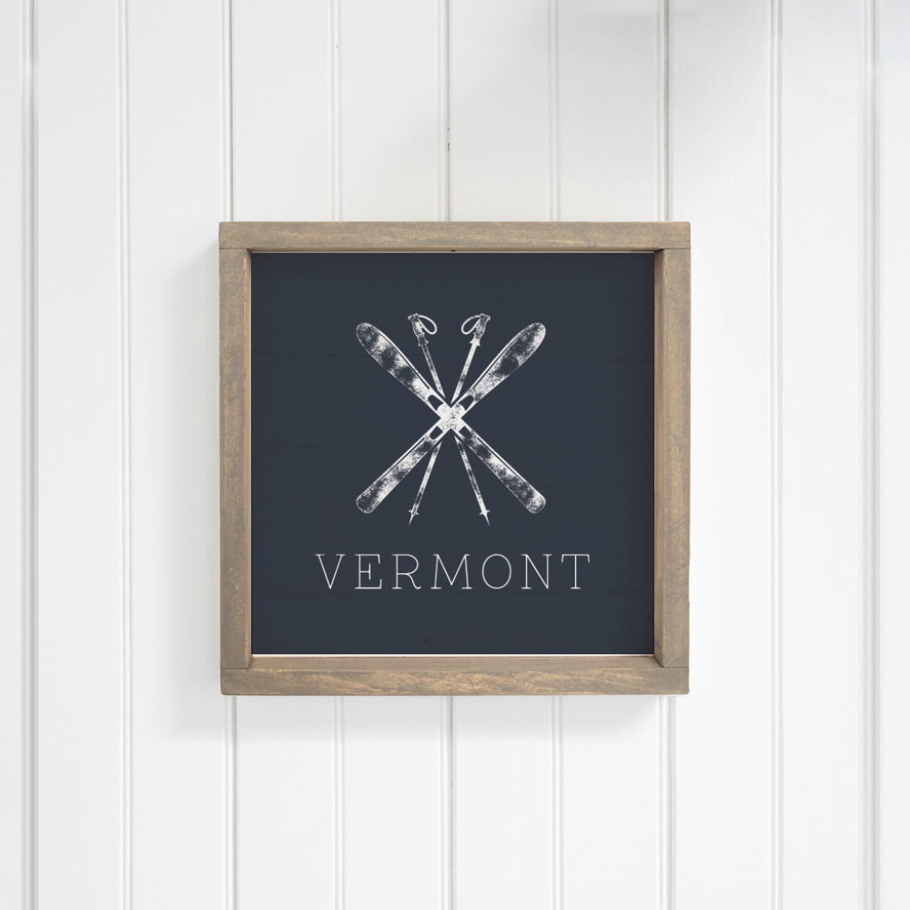 Personalized Navy Blue Ski Wall Art