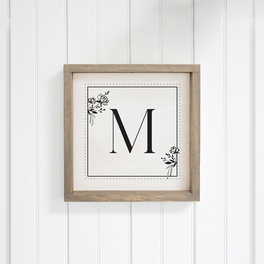 Classic Floral Initial Personalized Wall Art