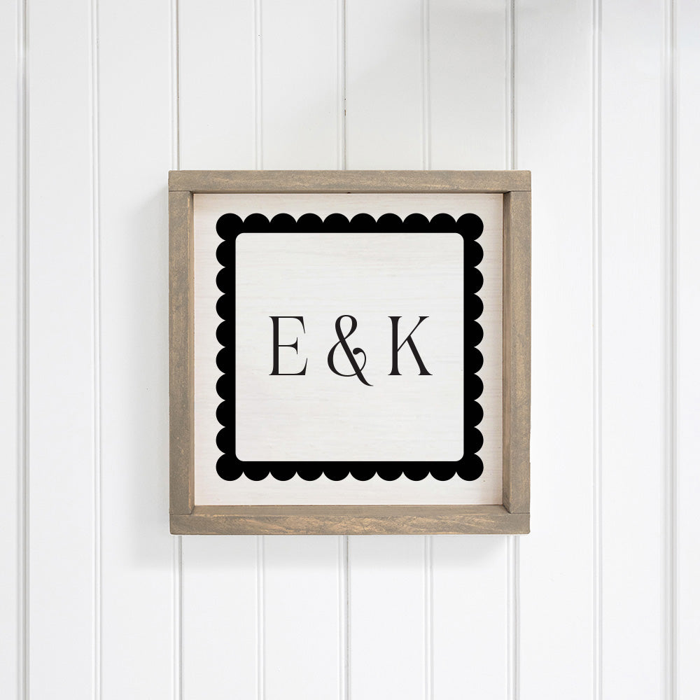 Scalloped Monogram Personalized Wall Art
