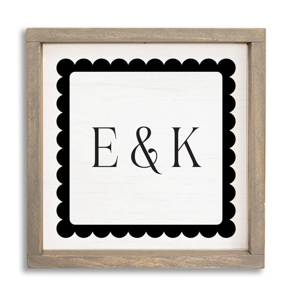 Scalloped Monogram Personalized Wall Art