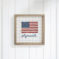 American Flag Blue Plaid Personalized Wall Art