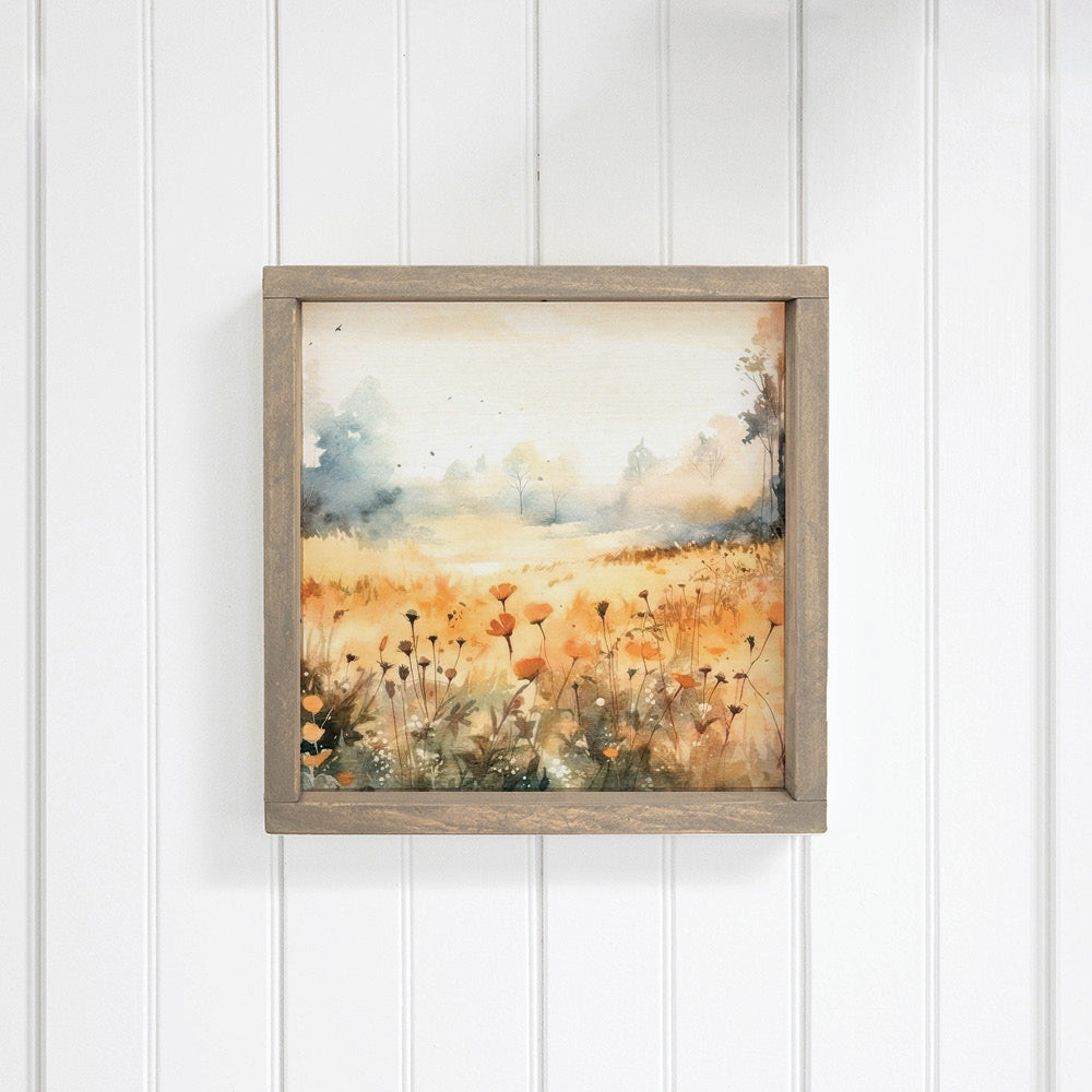 Watercolor Flower Field Wall Art 12" x 12"