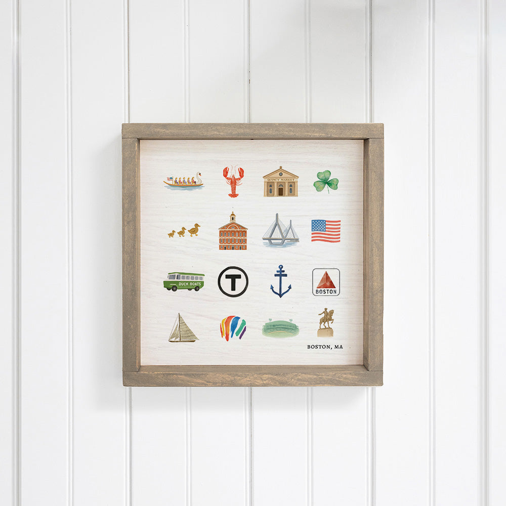 Boston Massachusetts State Icons Wall Art