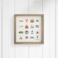 Boston Massachusetts State Icons Wall Art
