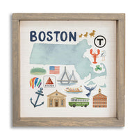 Boston Massachusetts State Icons Wall Art