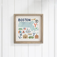 Boston Massachusetts State Icons Wall Art
