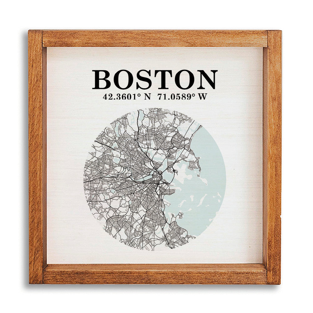Boston Coordinates 12" x 12" Wall Art