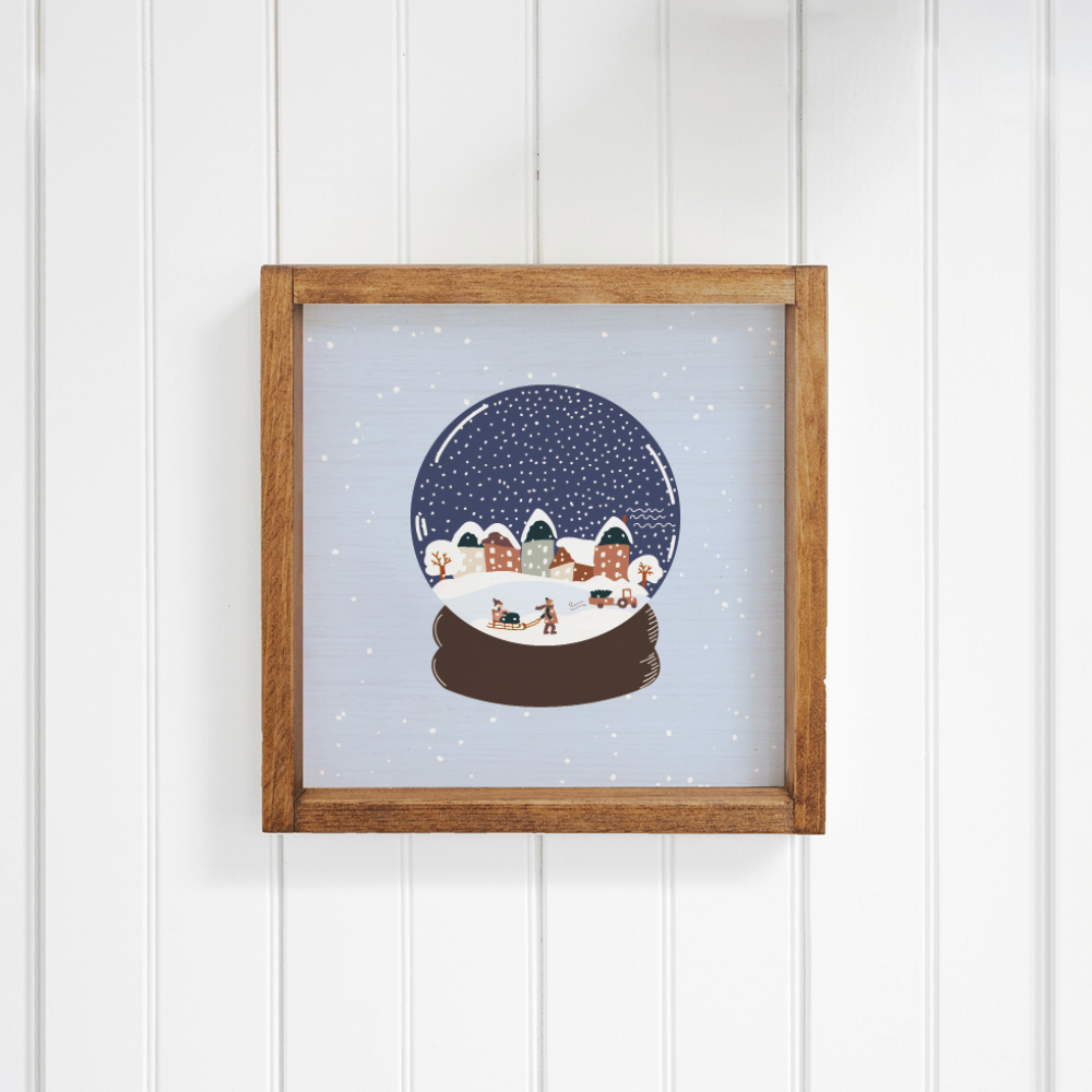 Vintage Snow Globe Village Wall Art