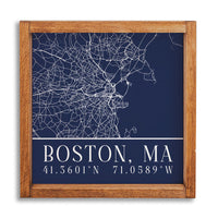Navy Blue Boston City Grid Coordinates Wall Art
