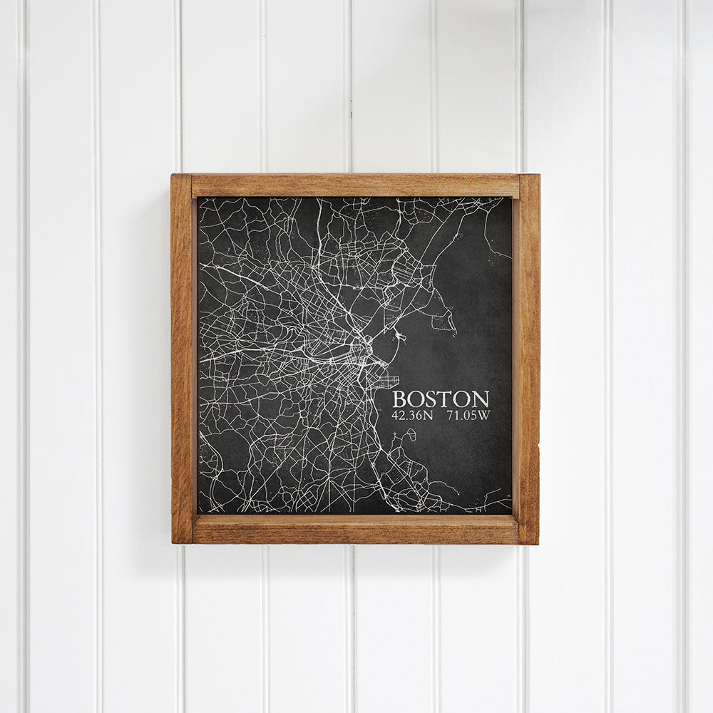 Charcoal Boston City Grid Wall Art