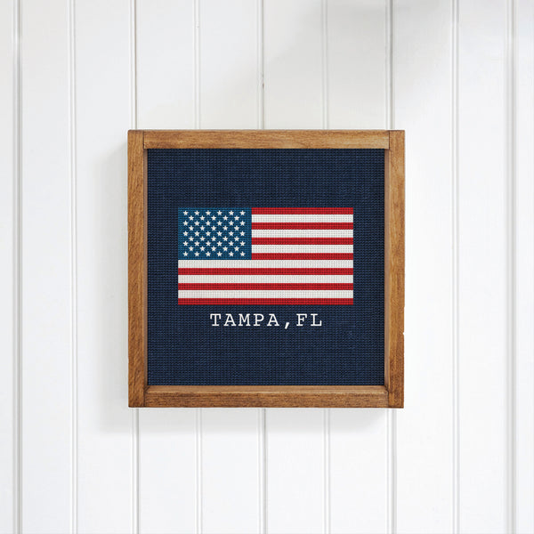 American Flag Needlepoint Personalized Wall Art