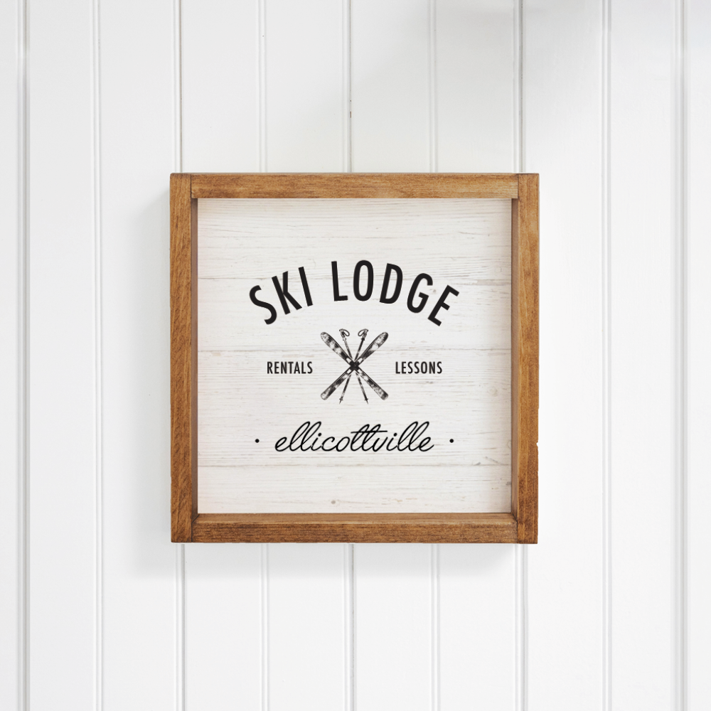 Personalized Ski Lodge Rentals Lessons Wall Art