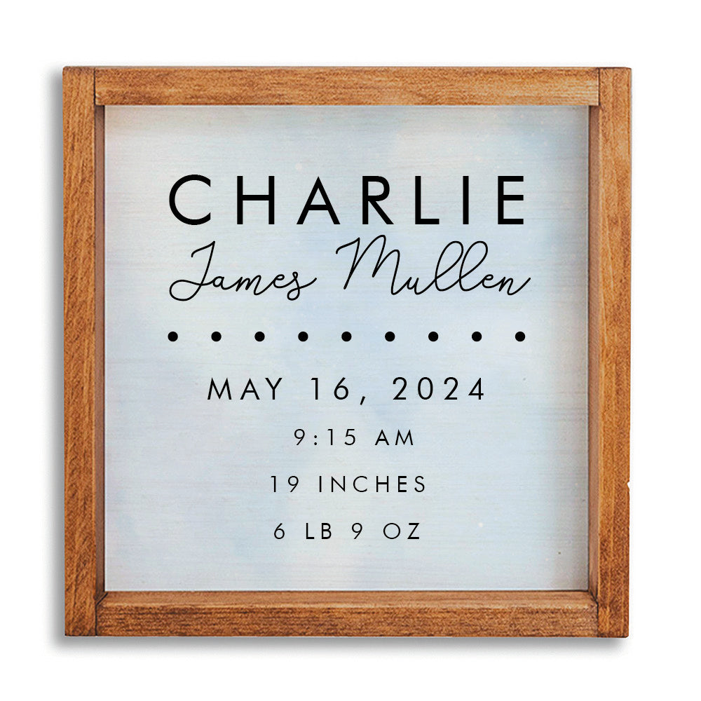 Birth Announcement 12" x 12" Personalized Wall Art