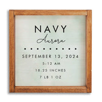 Birth Announcement 12" x 12" Personalized Wall Art