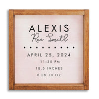Birth Announcement 12" x 12" Personalized Wall Art