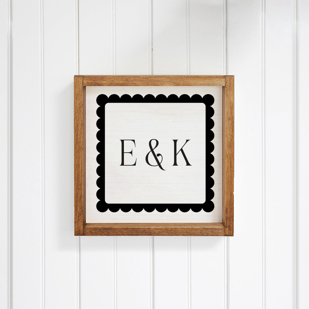 Scalloped Monogram Personalized Wall Art
