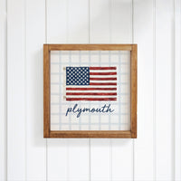 American Flag Blue Plaid Personalized Wall Art