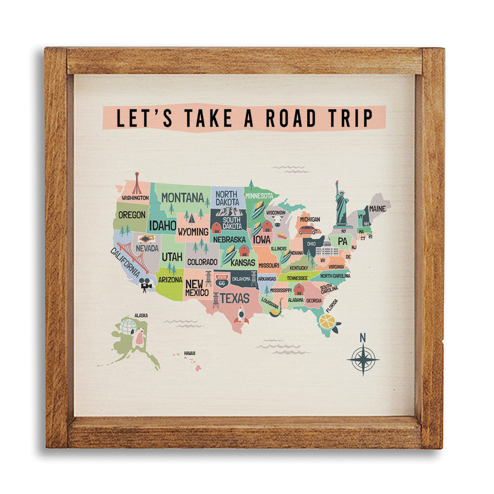 Let's Take A Road Trip States Wall Art