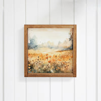 Watercolor Flower Field Wall Art 12" x 12"