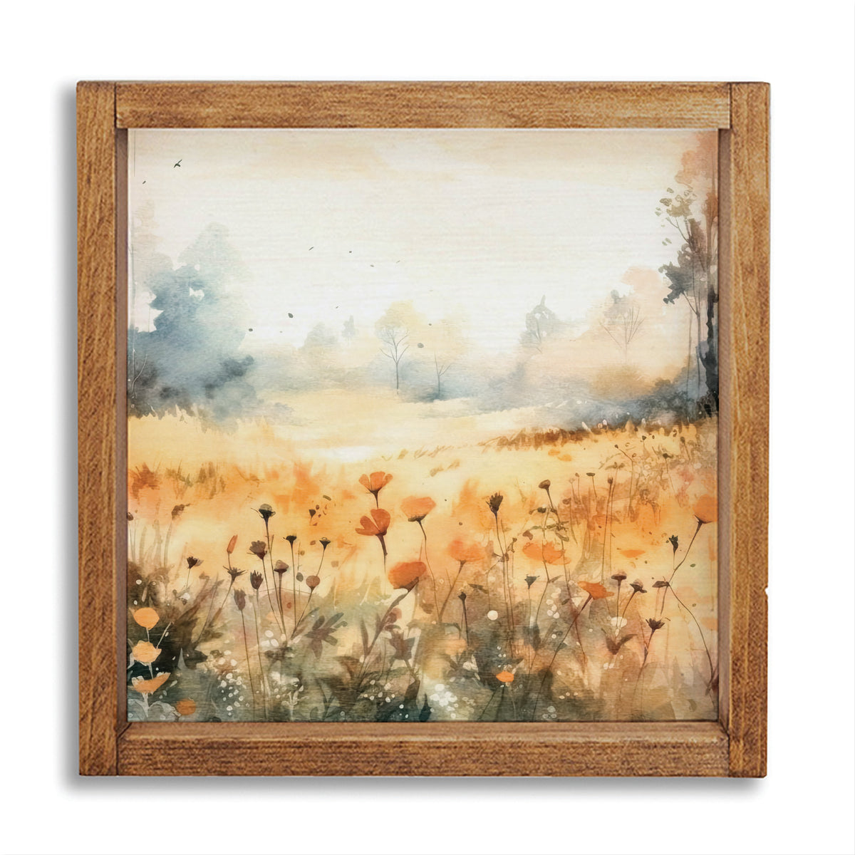 Watercolor Flower Field Wall Art 12" x 12"