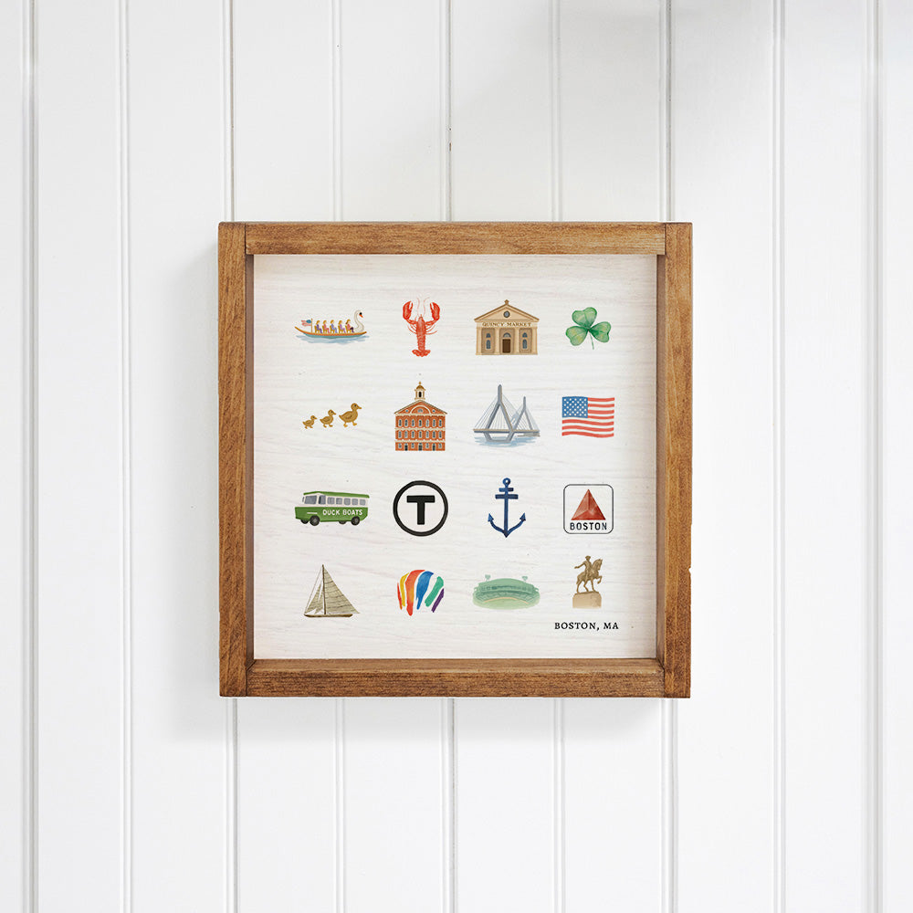 Boston Massachusetts State Icons Wall Art