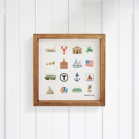 Boston Massachusetts State Icons Wall Art