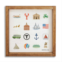 Boston Massachusetts State Icons Wall Art