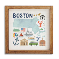 Boston Massachusetts State Icons Wall Art