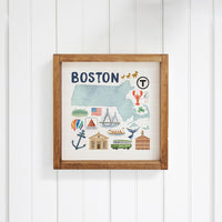 Boston Massachusetts State Icons Wall Art