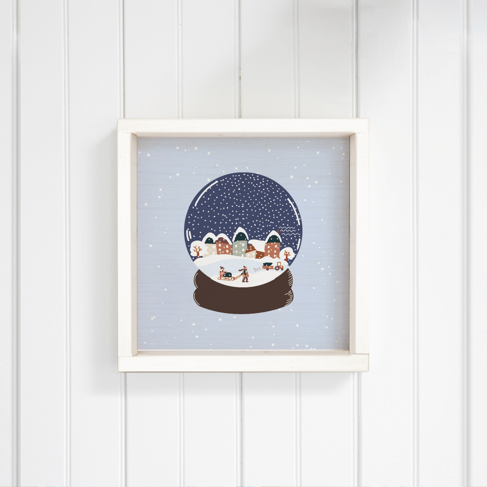 Vintage Snow Globe Village Wall Art