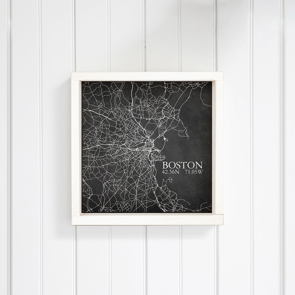 Charcoal Boston City Grid Wall Art