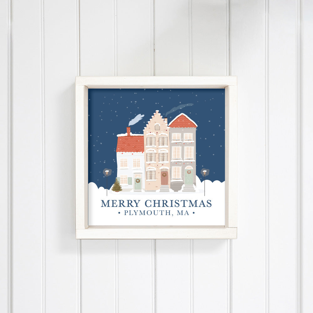 Personalized Vintage Christmas Village Wall Art