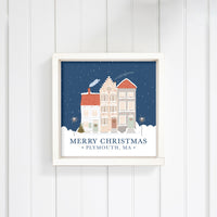 Personalized Vintage Christmas Village Wall Art